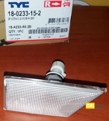 Повторювач повороту крила білий правий TYC (18-0233-15-2), Неоригінальний виробник, 00336651